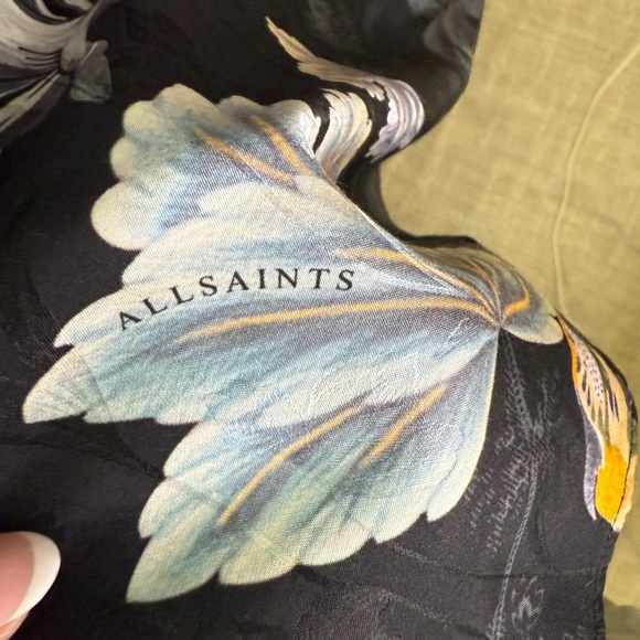 All Saints Black Floral Midi Dress - Picture 7 of 15